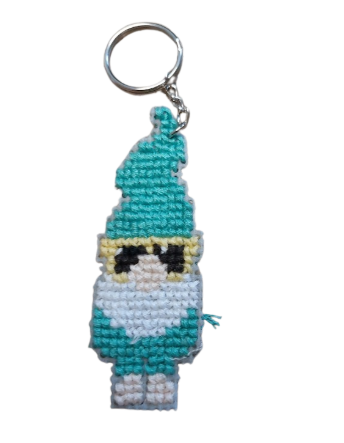 Porte-clés en points de croix - Gnome
