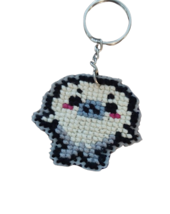 Porte-clés en points de croix - Phoque Mignon