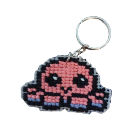 Porte-clés en points de croix Mignonne Pieuvre