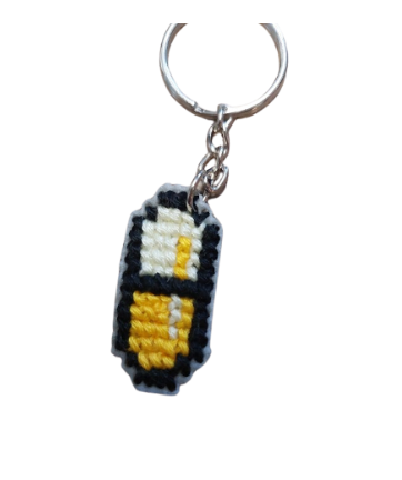 Porte-Clés en points de croix - Pilule Jaune