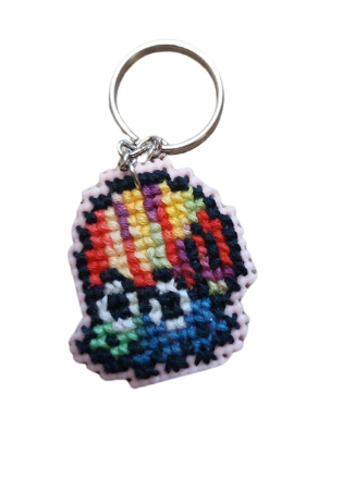 Porte-Clés en points de croix - Pokémon Amonita arc-en-ciel