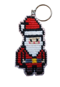 Porte-clés en points de croix - Père Noël