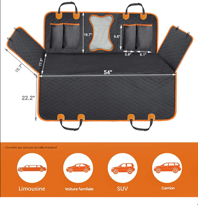 Housse, Hamac Tendance et chic pour siège arrière de voiture Tissus OXFORD