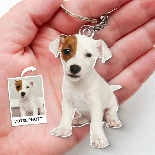 Porte-Clés Acrylique Personnalisé avec Photo - Cadeau Unique pour Amoureux de Chiens et Chats
