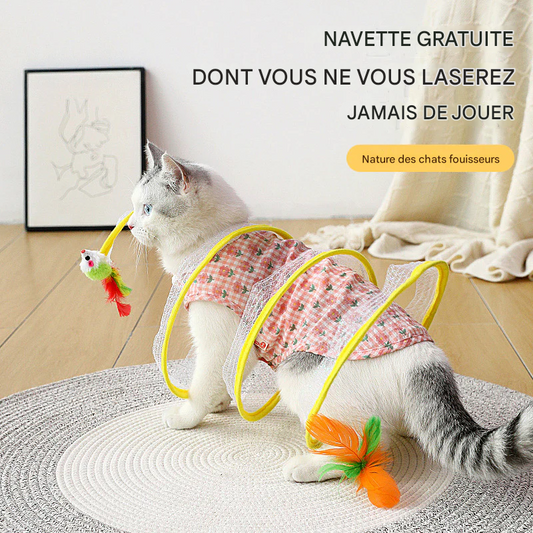 La spirale - Tunnel de Jeu en S pour Chat - Jouet Pliable et Interactif