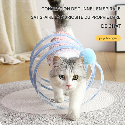 La spirale - Tunnel de Jeu en S pour Chat - Jouet Pliable et Interactif