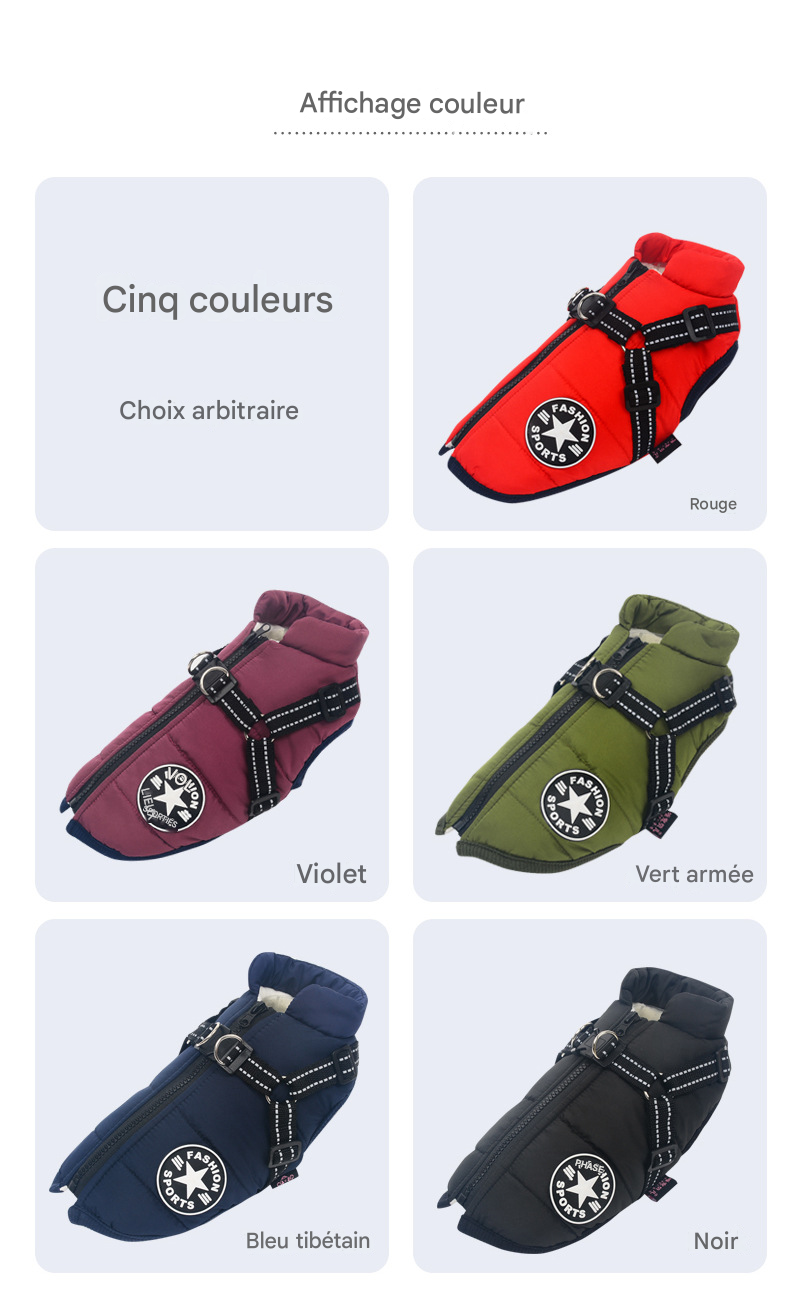 Manteau d'Hiver pour Chien avec Harnais Intégré - Imperméable et Chaud