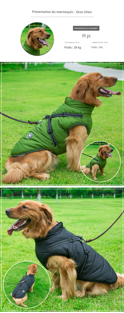 Manteau d'Hiver pour Chien avec Harnais Intégré - Imperméable et Chaud