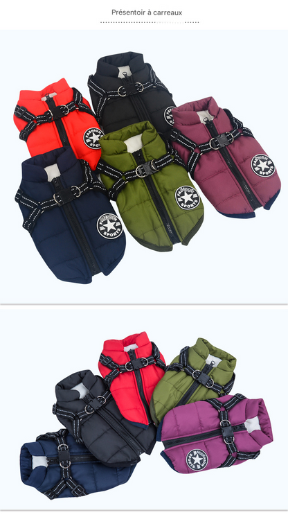 Manteau d'Hiver pour Chien avec Harnais Intégré - Imperméable et Chaud