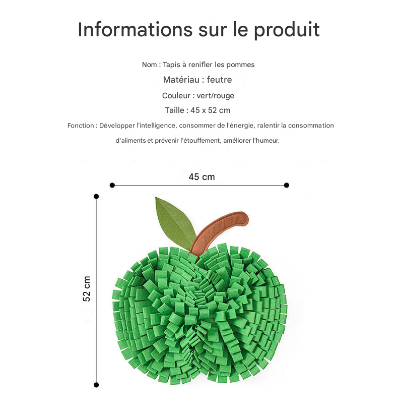Tapis de Fouille Pomme Verte - Pomme Rouge - 45cm x 52cm