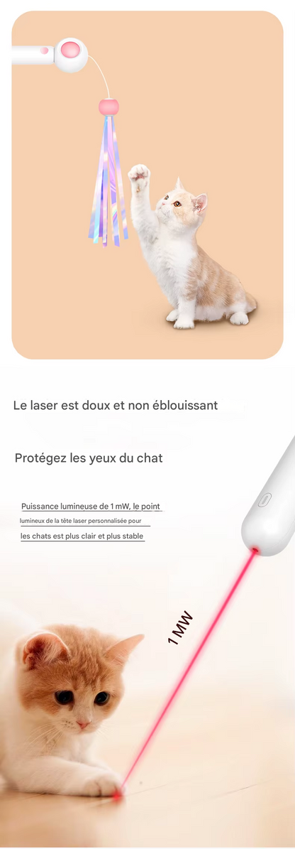 Jouet Laser Interactif pour Chat avec Plumes - Stimulation Mentale et Physique