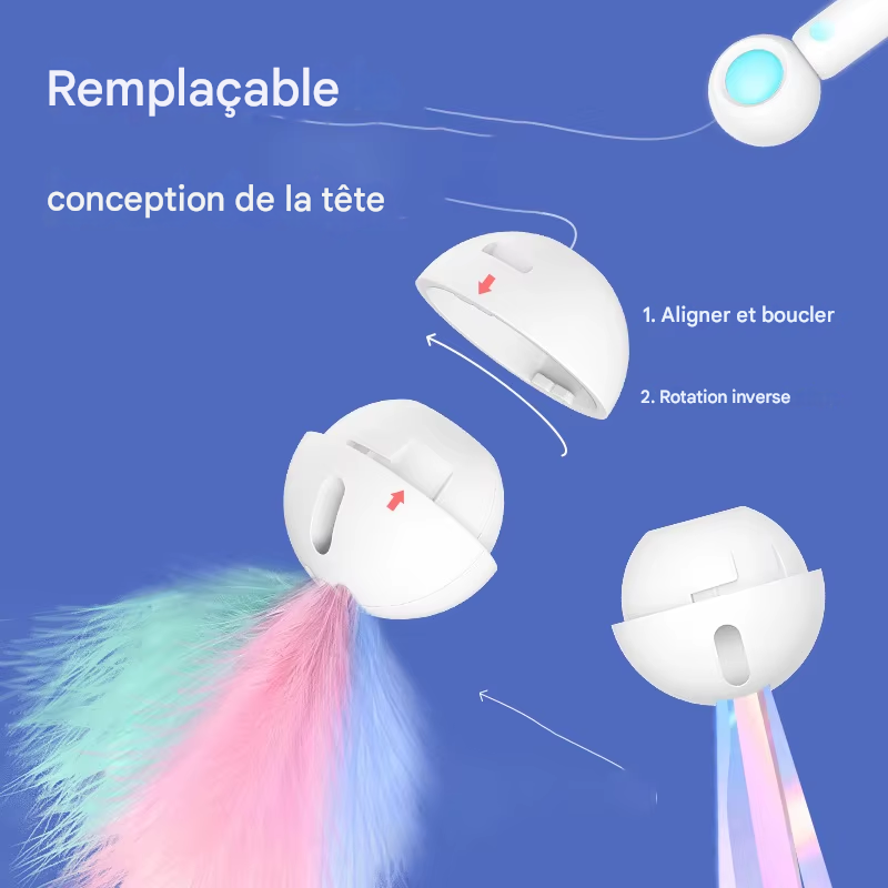 Jouet Laser Interactif pour Chat avec Plumes - Stimulation Mentale et Physique