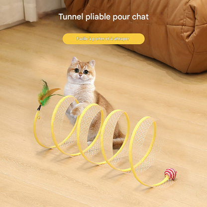La spirale - Tunnel de Jeu en S pour Chat - Jouet Pliable et Interactif